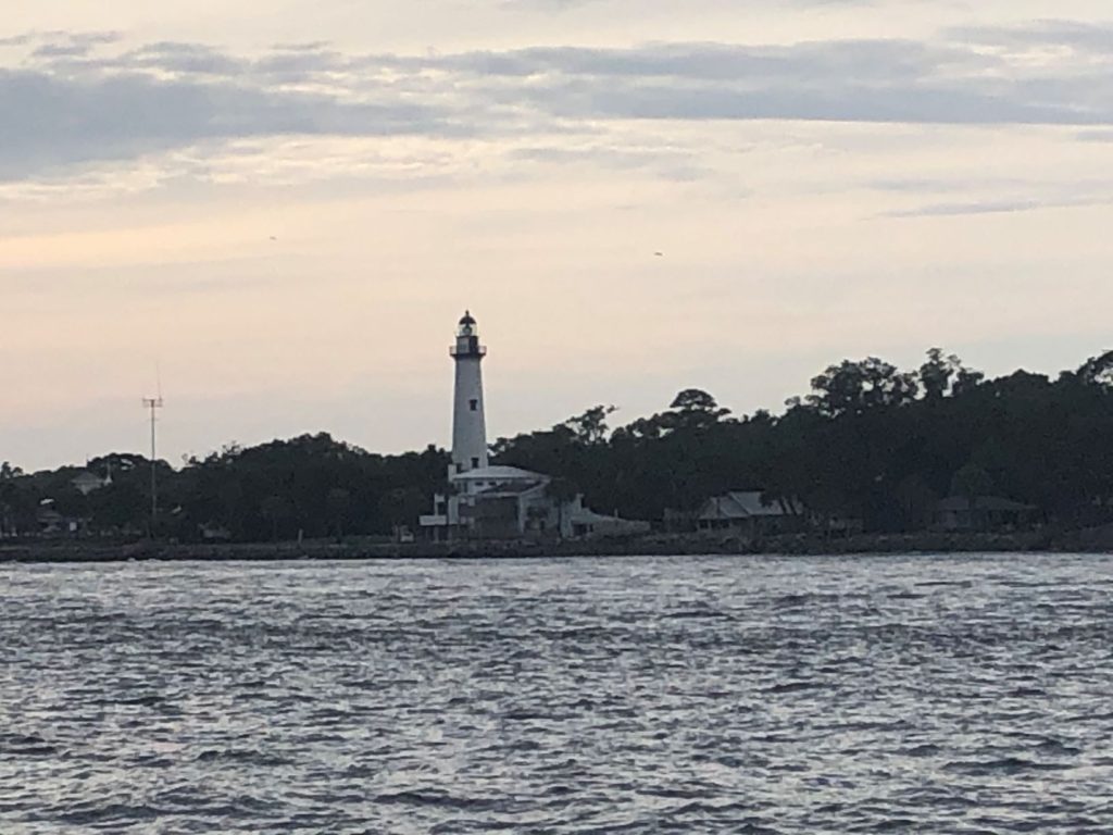 St. Simon's lighthouse as seem from the channel right after the storm