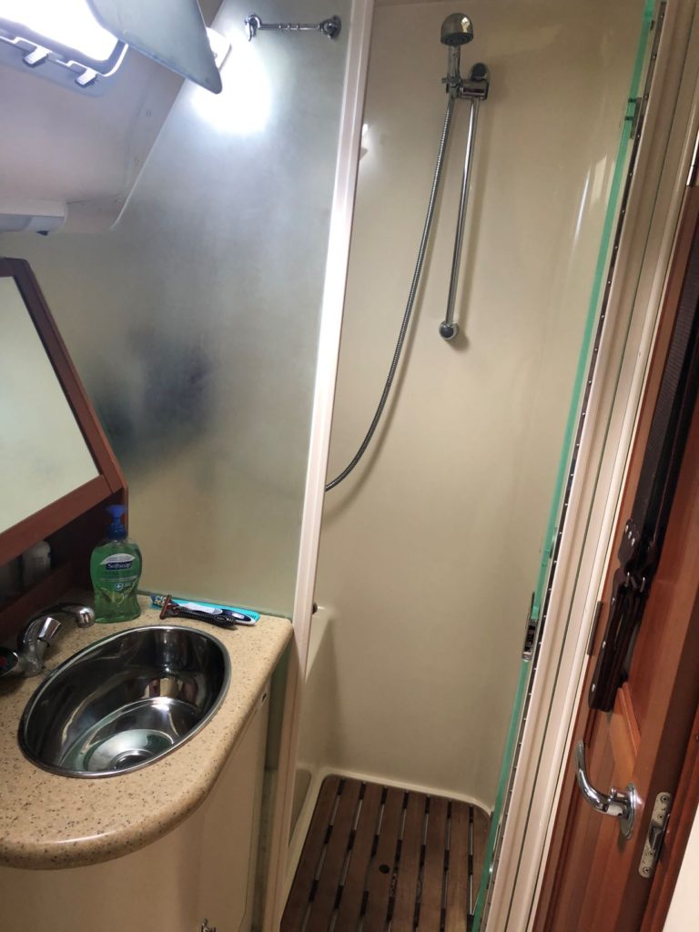 Sailboat showers are tiny but practical