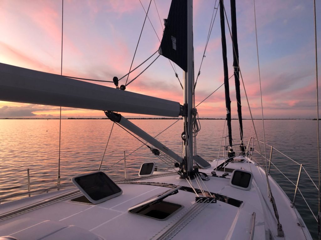 deserted anchorage at sunset