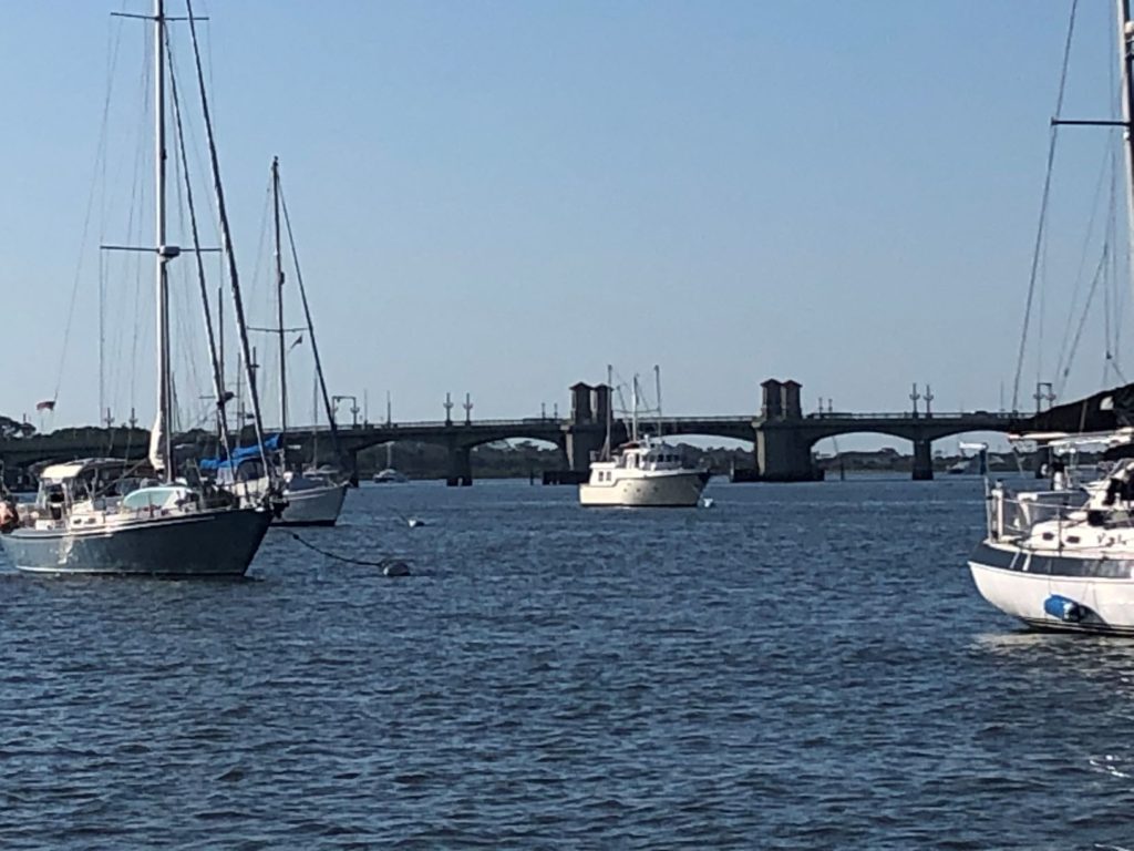 Mooring field and Bridge of Lions, St. Augustine, Florida