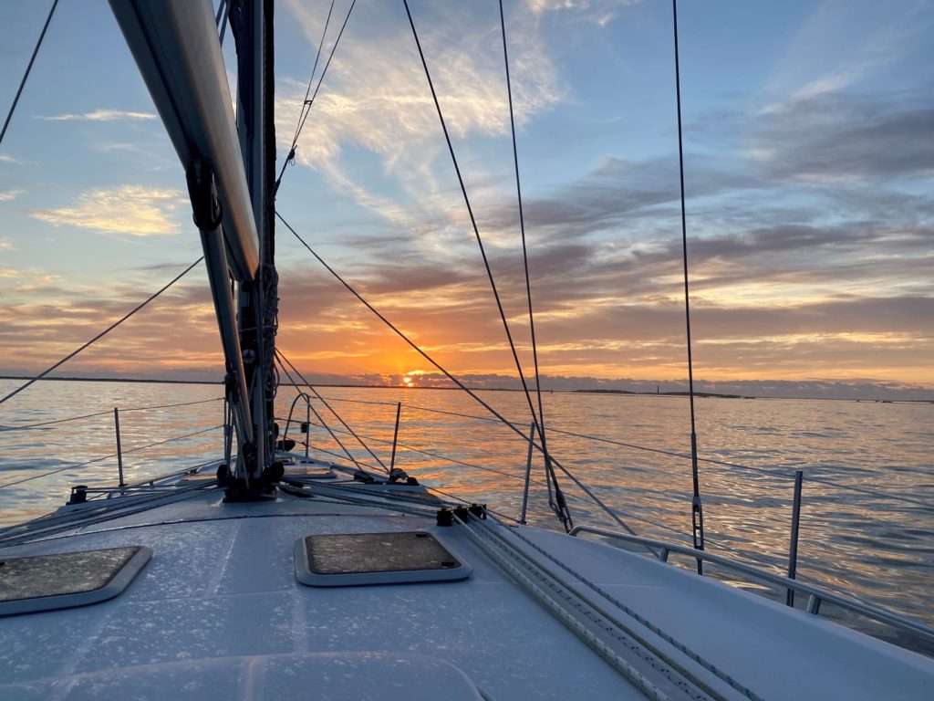 Sunset over the Atlantic Ocean.